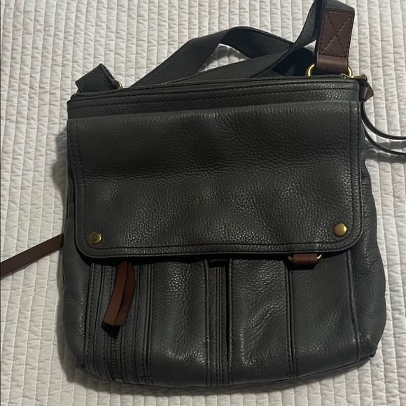 Fossil Grey Leather crossbody bag - Picture 1 of 6